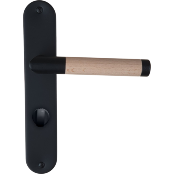 Poignée de porte Ruby entraxe 195 condamnation noir bois  - INVENTIV
