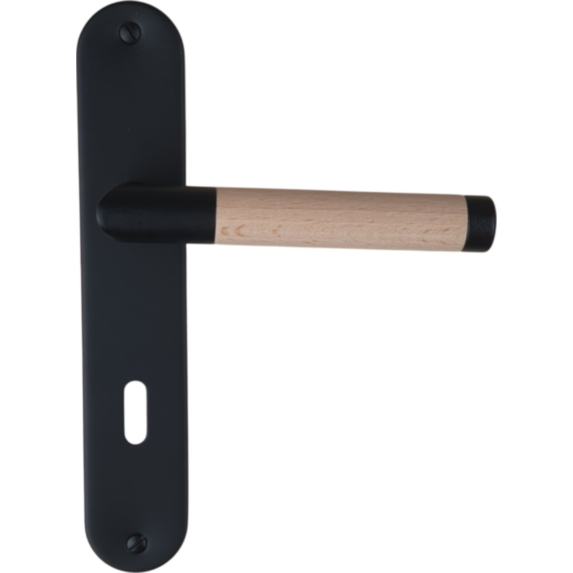Poignée de porte Ruby entraxe 195 clé noir bois  - INVENTIV