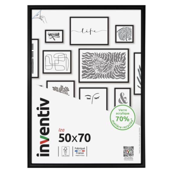 Cadre Iza bois 50x70cm noir - INVENTIV