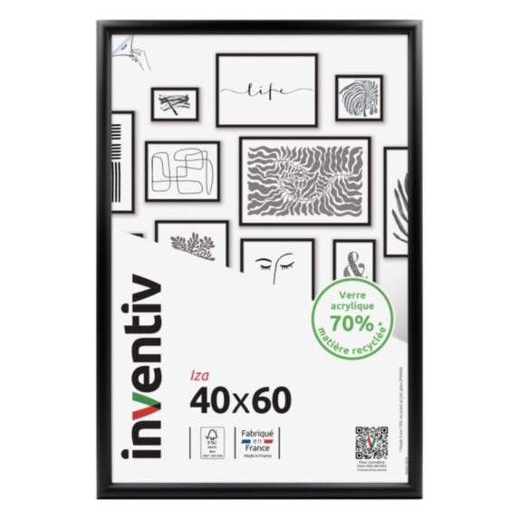 Cadre Iza bois 40x60cm blanc - INVENTIV