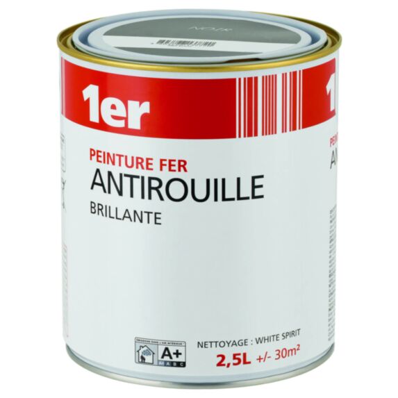 Peinture fer noir brillant 2,5 L - 1ER