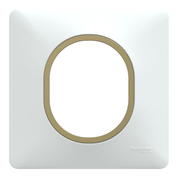 Plaque simple Ovalis blanc bague effet laiton - SCHNEIDER ELECTRIC