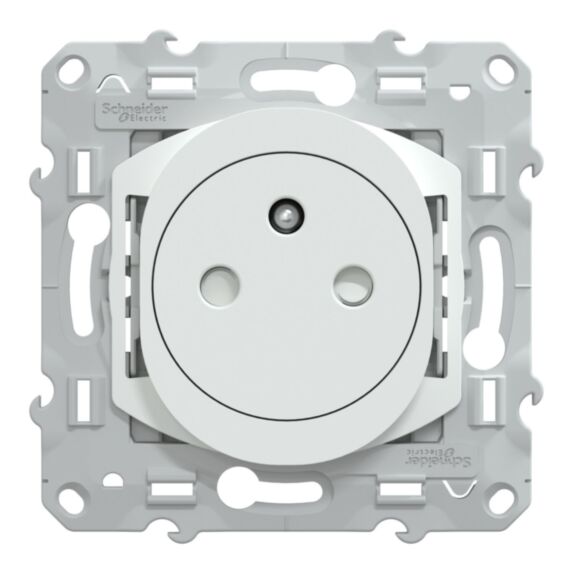 Prise avec terre Ovalis 2P+T 16A encastrée mat 71x71mm blanc - SCHNEIDER ELECTRIC