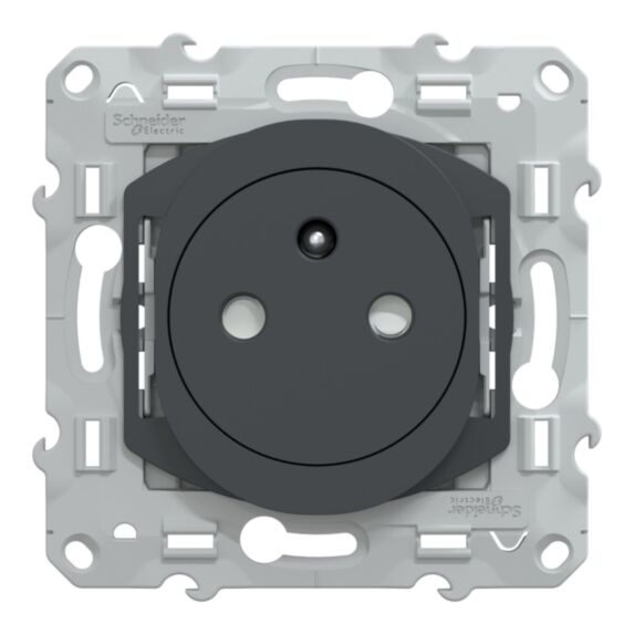 Prise avec terre Ovalis 2P+T 16A encastrée anthracite mat 71x71x42,5mm - SCHNEIDER ELECTRIC