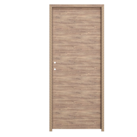 Bloc porte mélaminé chêne foncé poussant gauche 83cm - BALLAY