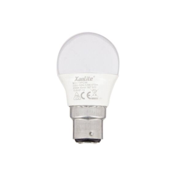 Ampoule SMD LED P45 Opaque culot B22 470 L 40W 4000K blanc neutre - XANLITE