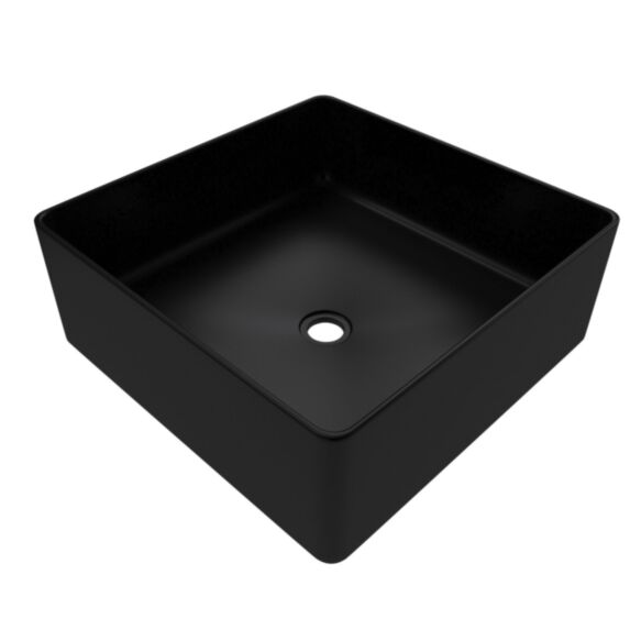 Vasque à poser rectangle en céramique noire 40x40
