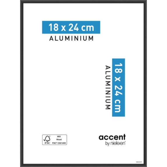 Cadre photo Accent Aluminium Noir 18x24cm - NIELSEN