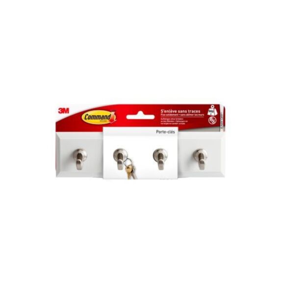 Barre porte clé blanc nacre deco - 3M COMMAND