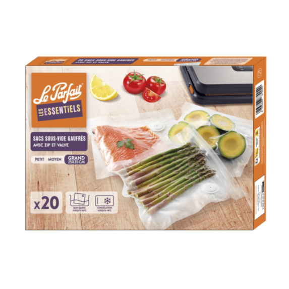 20 Sacs Zippés Avec Valve Sous-Vide 25x35cm - LE PARFAIT