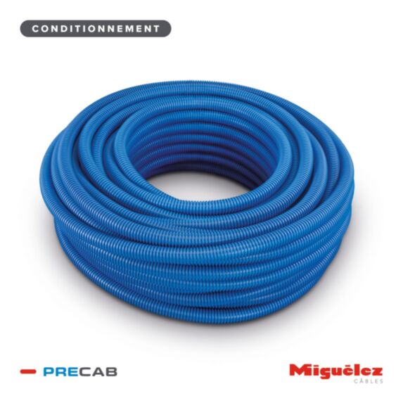 Gaine préfilée 3x2,5mm² L.100m bleu - MIGUELEZ