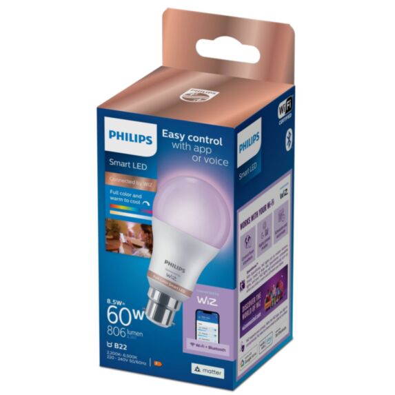 Ampoule SMD connectée standard B22 RVB CCT opaque 60W - PHILIPS