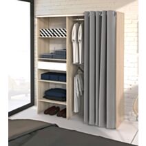 Dressing à rideau Bali L142xH181xP48cm Acacia + rideau gris
