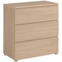 Commode 3 tiroirs Neo panneau particules H,82cm décor chêne Brooklyn - PARISOT