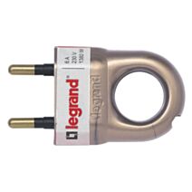 Fiche plastique 2P 6A avec anneau d'extraction bronze - LEGRAND