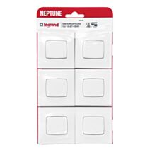 6 interrupteurs Va-et-vient Neptune 10A Blanc - LEGRAND