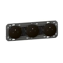 Triple prise de courant 2p+t Surface Dooxie noir LEGRAND