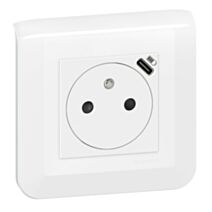 Prise de Courant USB Compet Type C Blanc