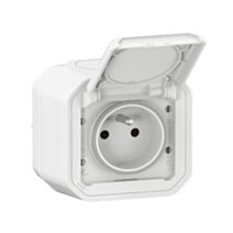 Prise de courant avec volet Plexo complet saillie blanc 16A - LEGRAND