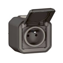 Prise de courant avec volet Plexo complet saillie anthracite 16A - LEGRAND