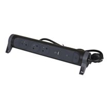 Multiprise 3 prises 2P+T Interrupteur Cordon 1,5m Parafoudre + USB A+C Noir