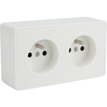 Prise saillie double 2P+T Helios blanc - INVENTIV