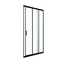 Porte douche coulissante 3 volets verre transparent 90cm noir mat - INVENTIV