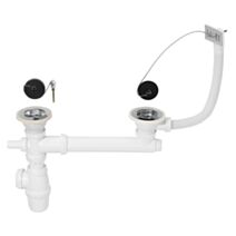 Siphon et bonde à bouchon pour évier 2 bacs Ø60mm - INVENTIV