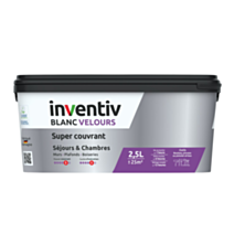Peinture murs/plafonds super couvrant Blanc velours 2,5L  - INVENTIV