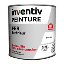 Peinture fer satinée Blanc 0,25L - INVENTIV