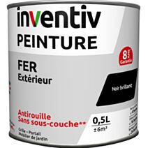 Peinture extérieure fer Garantie 8 ans noir brillant 0,5 L - INVENTIV