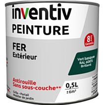 Peinture fer brillante Vert basque 0,5L - INVENTIV