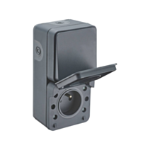 Prise 2P+T + va-et-vient étanche Terra IP55 anthracite - INVENTIV