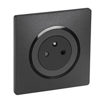 Prise 2P+T Eclipse noir + plaque - INVENTIV