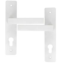 2 poignées de porte Aya entraxe 165 cylindre alu/acier blanc mat - INVENTIV