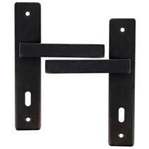 2 poignées de porte Aya entraxe 165 clé alu/acier noir mat - INVENTIV