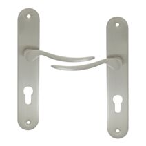 2 poignées de porte Ezia entraxe 195 cylindre alu/acier nickel mat - INVENTIV