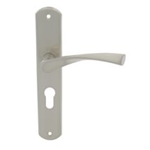 2 poignées de porte Leon entraxe 195 cylindre alu/acier nickel mat - INVENTIV