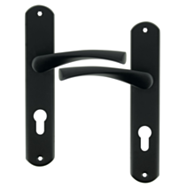 2 poignées de porte Leon entraxe 195 cylindre alu/acier noir mat - INVENTIV