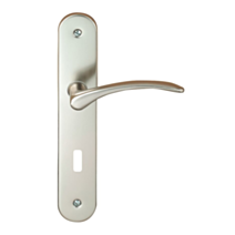 2 poignées de porte Nodja entraxe 195 cylindre aluminium fini inox - INVENTIV