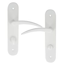 2 poignées de porte Tani entraxe 165 condamnation aluminium blanc - INVENTIV
