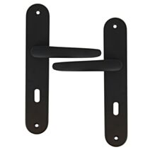 2 poignées de porte Abel entraxe 195 clé alu/acier noir mat - INVENTIV