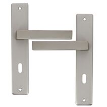 2 poignées de porte Béa entraxe 195 clé alu fini inox velours - INVENTIV