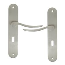 2 poignées de porte Ezia entraxe 195 clé alu/acier nickel mat - INVENTIV