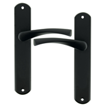 2 poignées de porte Leon entraxe 195 sans trou alu/acier noir mat - INVENTIV