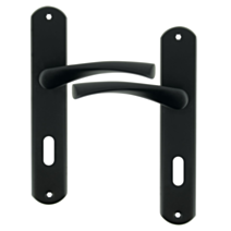 2 poignées de porte Leon entraxe 195 clé alu/acier noir mat - INVENTIV