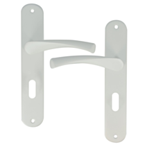 2 poignées de porte Leon entraxe 195 clé alu/acier blanc mat - INVENTIV