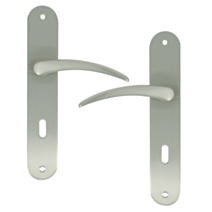 2 poignées de porte Romy entraxe 195 clé alu/acier nickel mat - INVENTIV