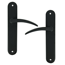 2 poignées de porte Romy entraxe 195 sans trou alu/acier noir mat - INVENTIV