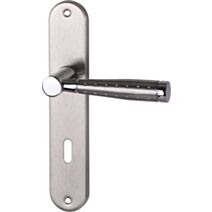 Poignée de porte Elio entraxe 195 clé nickel alu  - INVENTIV